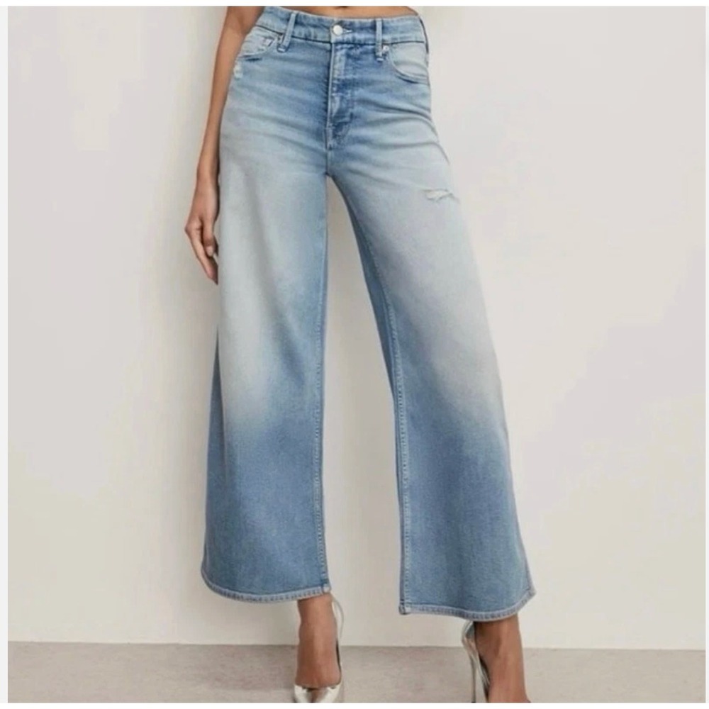 Good American Good Skate Crop Jeans Womens 10/30 High Rise Loose Leg Strech - Picture 2 of 15